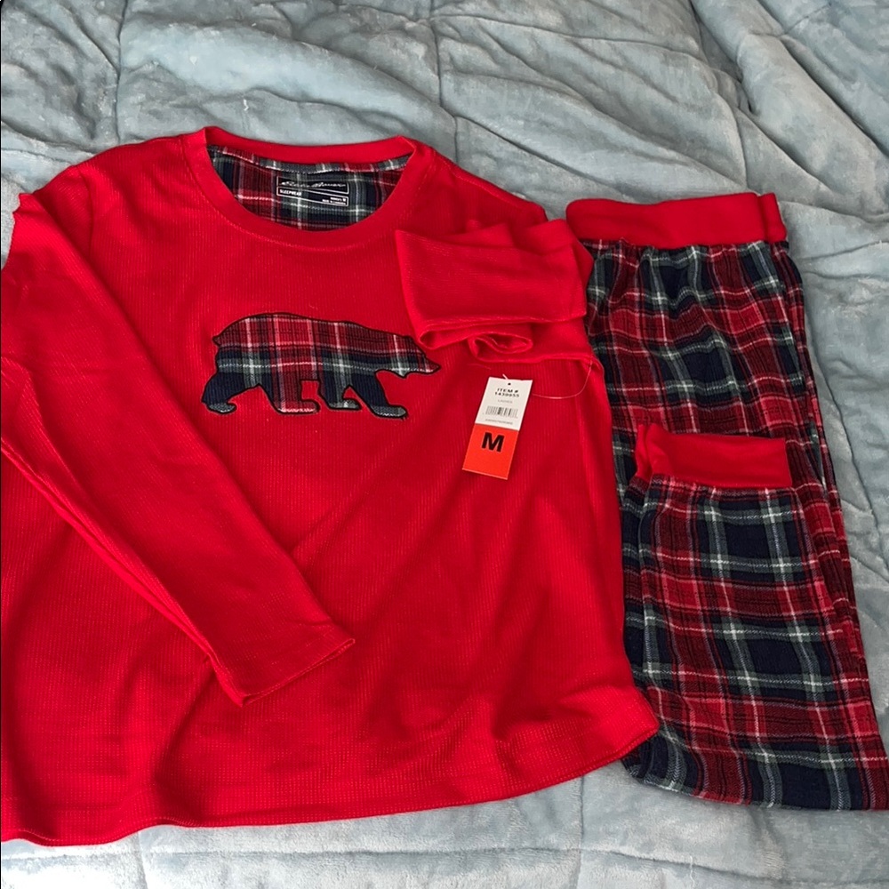 Eddie Bauer Red Plaid Bear Pajama Set